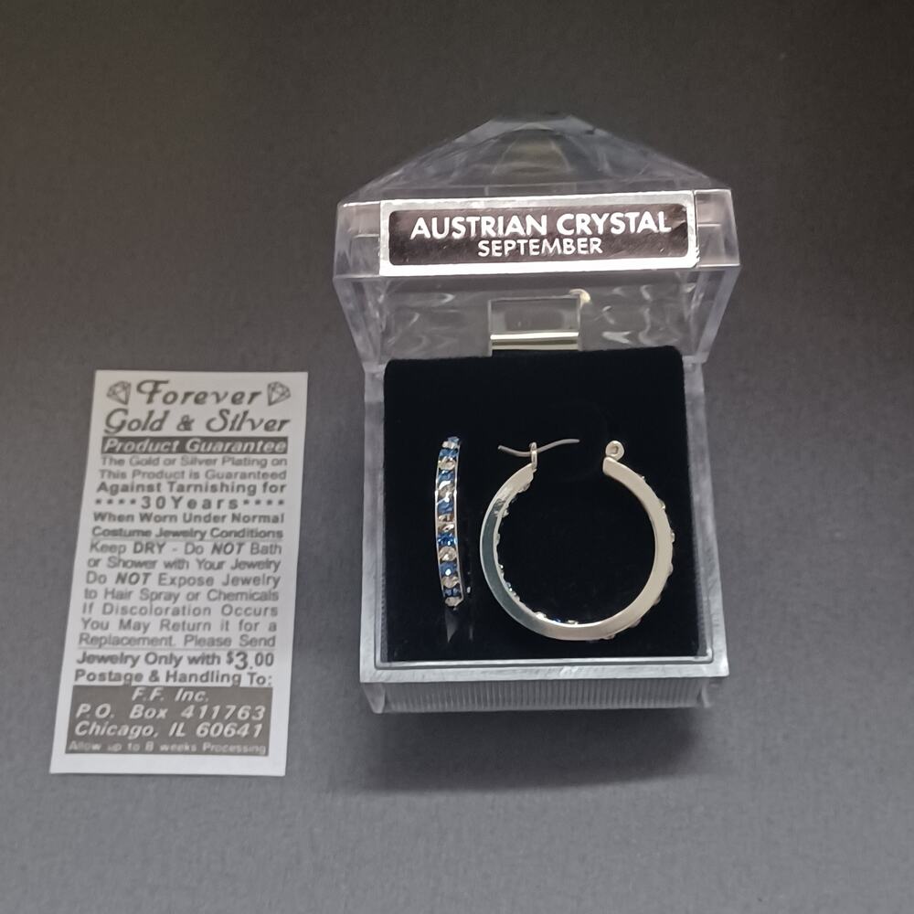 "Forever Gold & Silver" September Birthstone Austrian Crystal Hoop Earrings